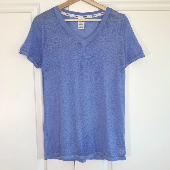 Pink Lightweight V Neck T Shirt in Blue - Picture 1 of 4